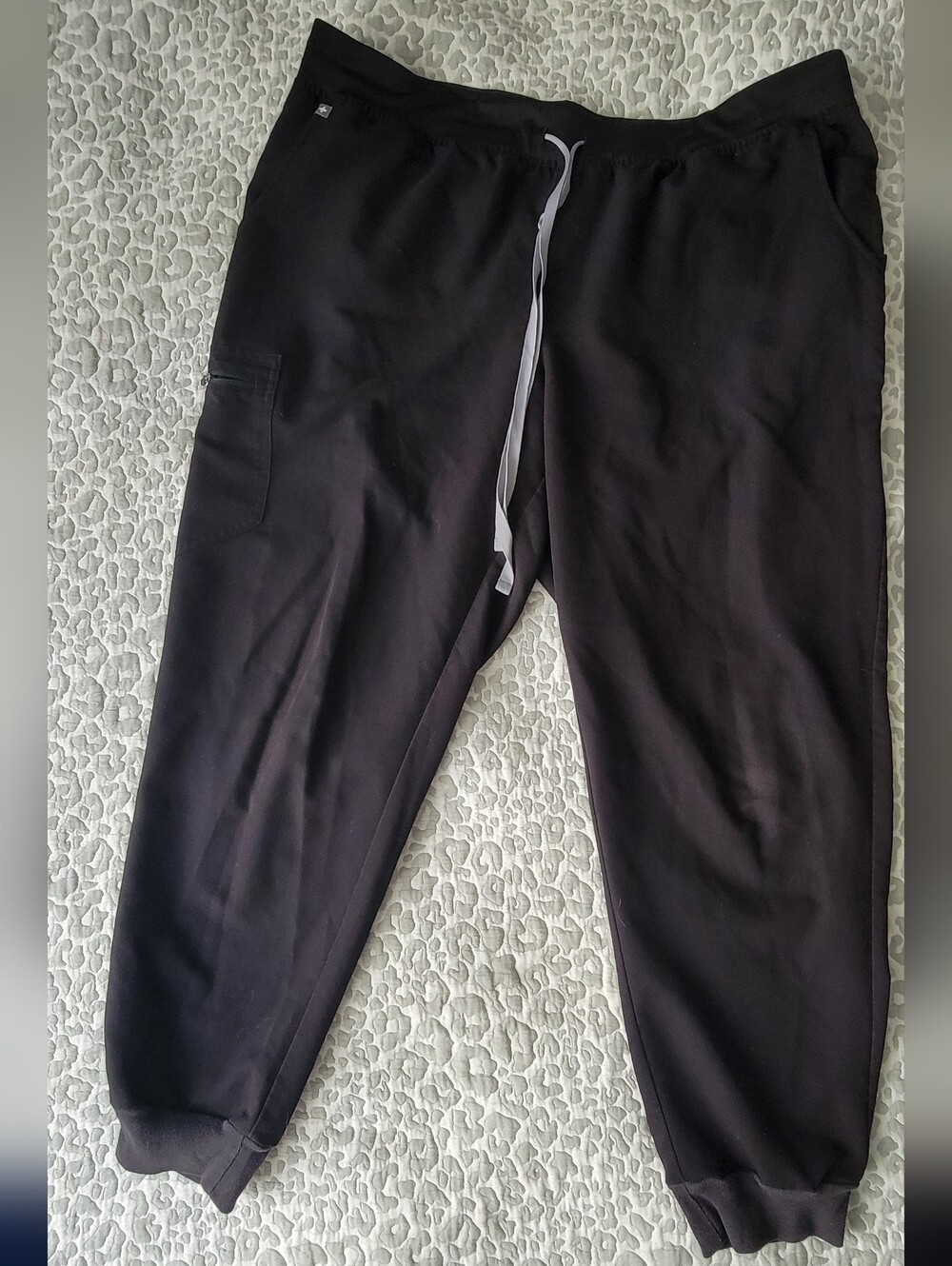 Figs Men's Black Joggers with White Drawstring